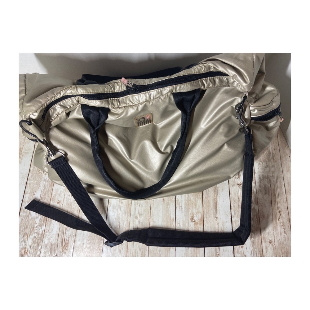 Victoria’s Secret VSX Sport Silver Metallic Gym Bag with Mat Holder